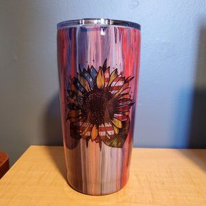 American Flag Sunflower 20oz stainless steel tumbler